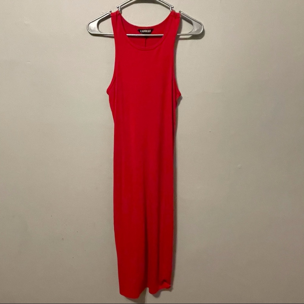 Red body con midi dress